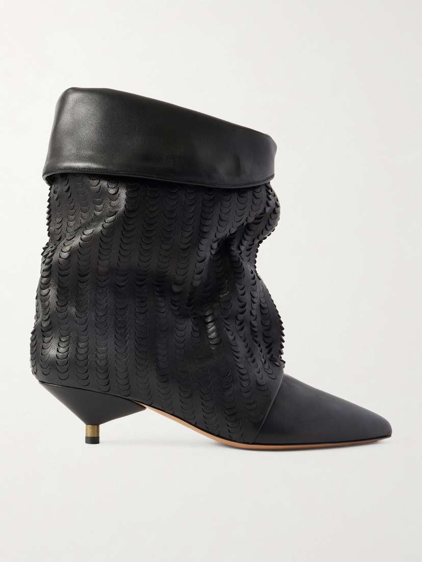 Isabel Marant Edrik Gathered Perforated Leather Ankle Boots