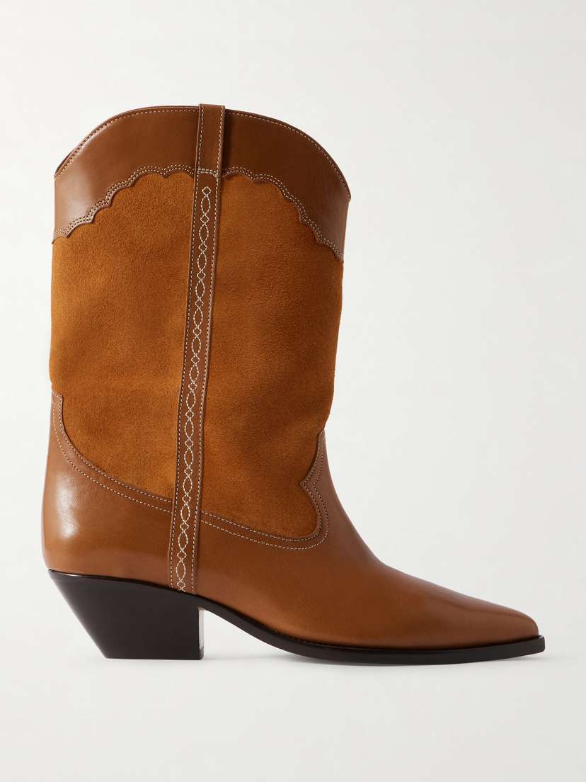 Isabel Marant Duerto Embroidered Suede And Leather Ankle Boots