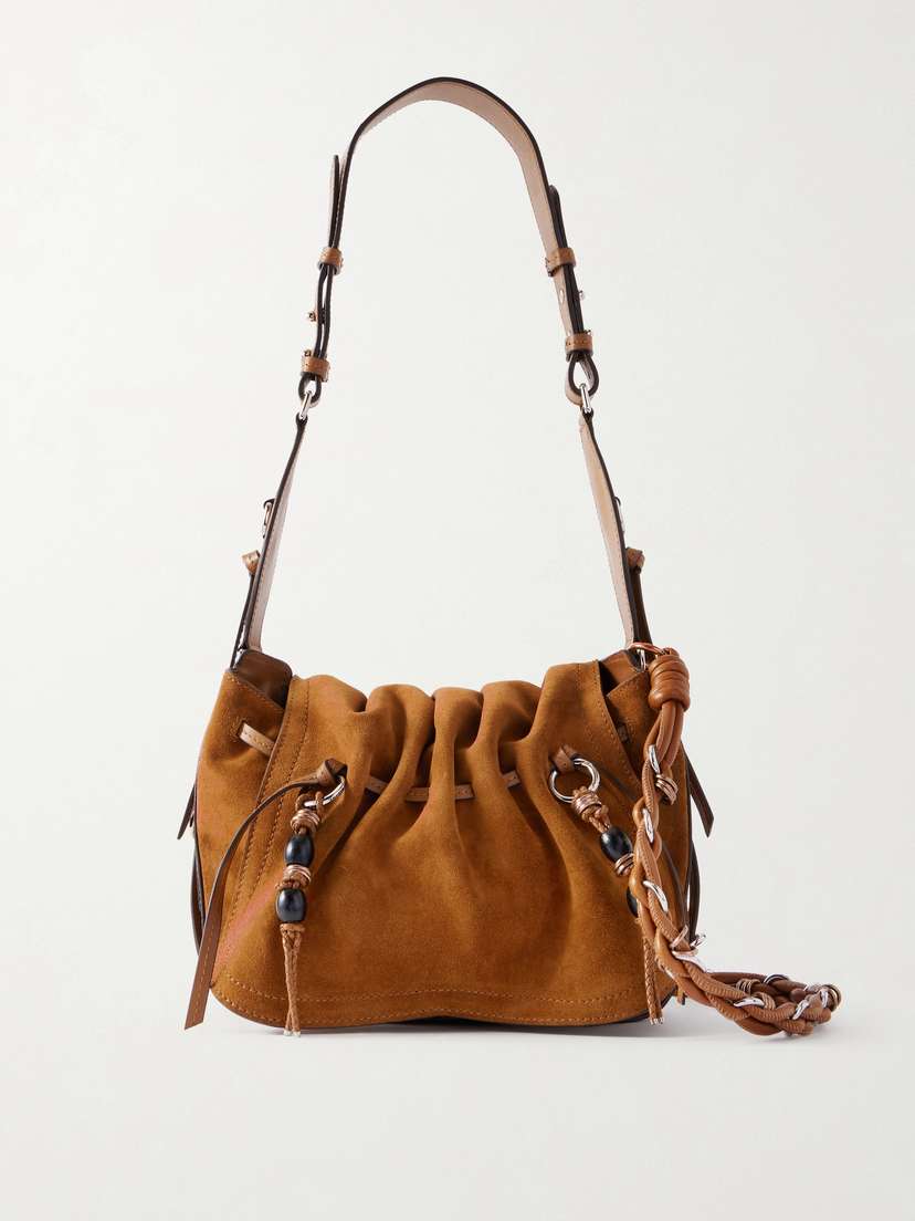 Isabel Marant Bolton Tasseled Leather-trimmed Suede Shoulder Bag