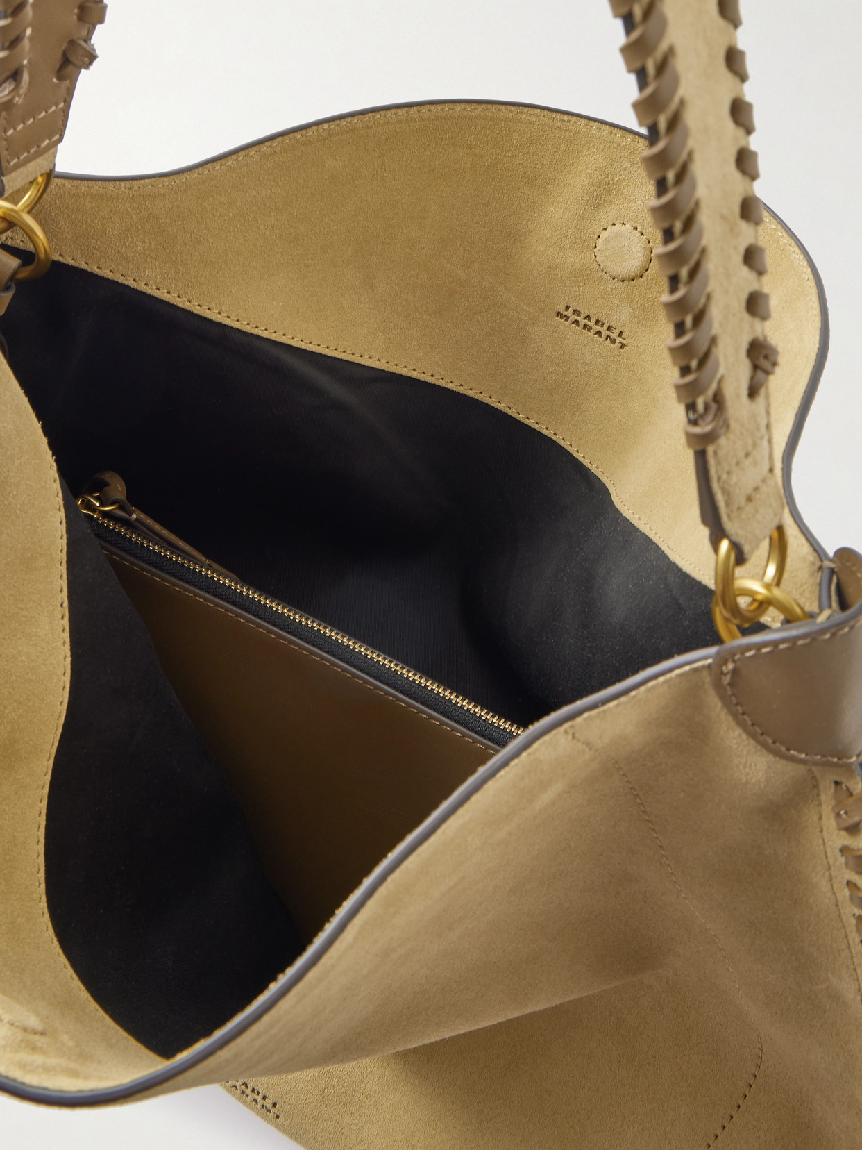Oskan Braided Leather-Trimmed Suede Tote