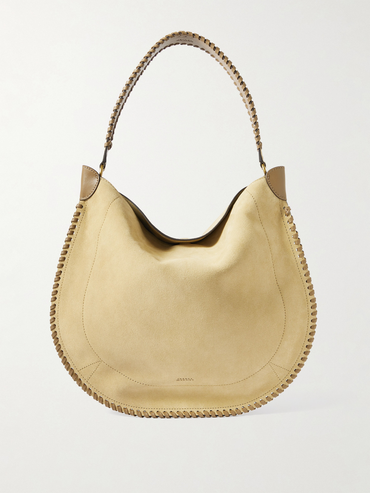 Isabel Marant Oskan Braided Leather-trimmed Suede Tote In Neutral