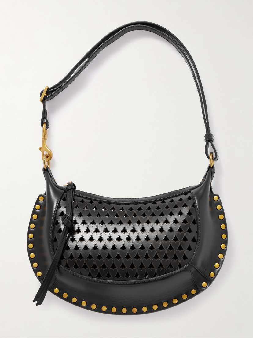 Isabel Marant Oskan Moon Studded Laser-cut Leather Shoulder Bag