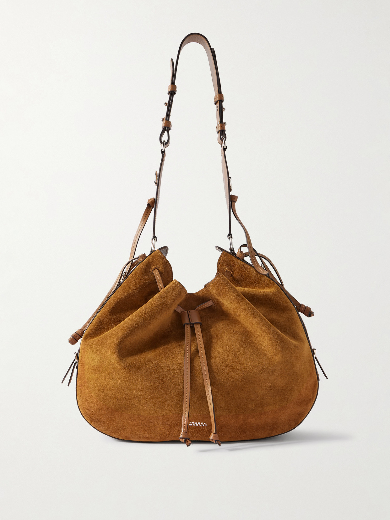 Isabel Marant Bolton Leather-trimmed Suede Shoulder Bag In Brown