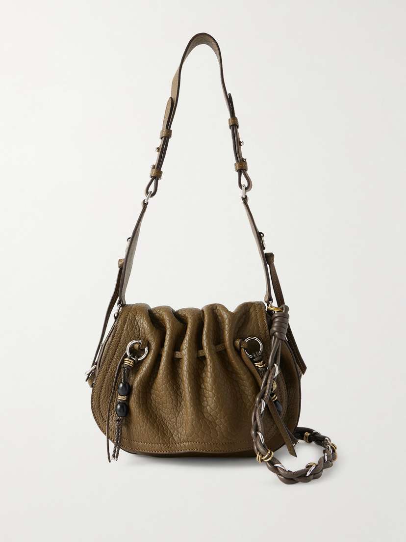 Isabel Marant Bolton Embellished Tasseled Textured-leather Shoulder Bag