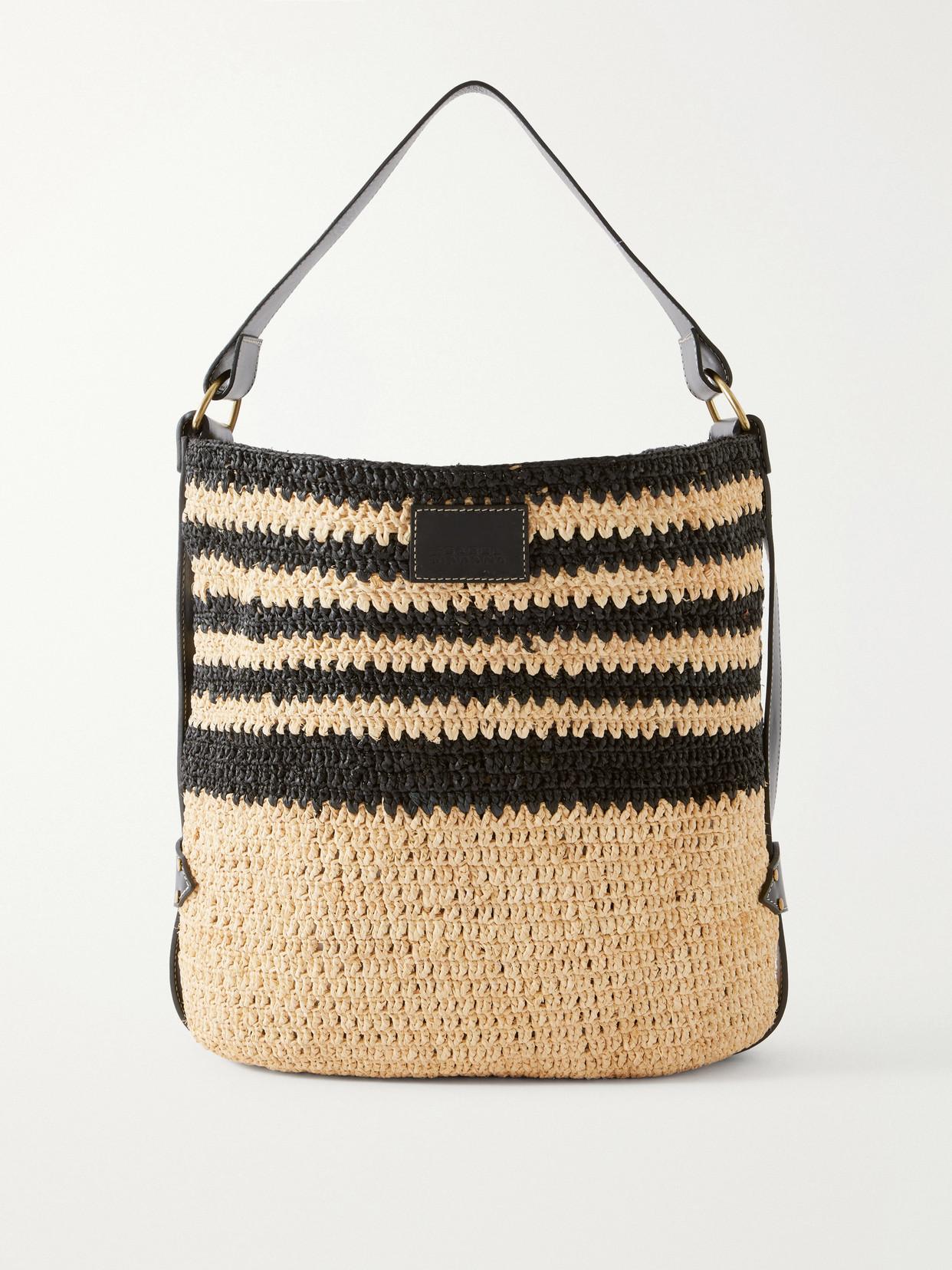 Isabel Marant Bayia Leather-trimmed Raffia Tote In Black