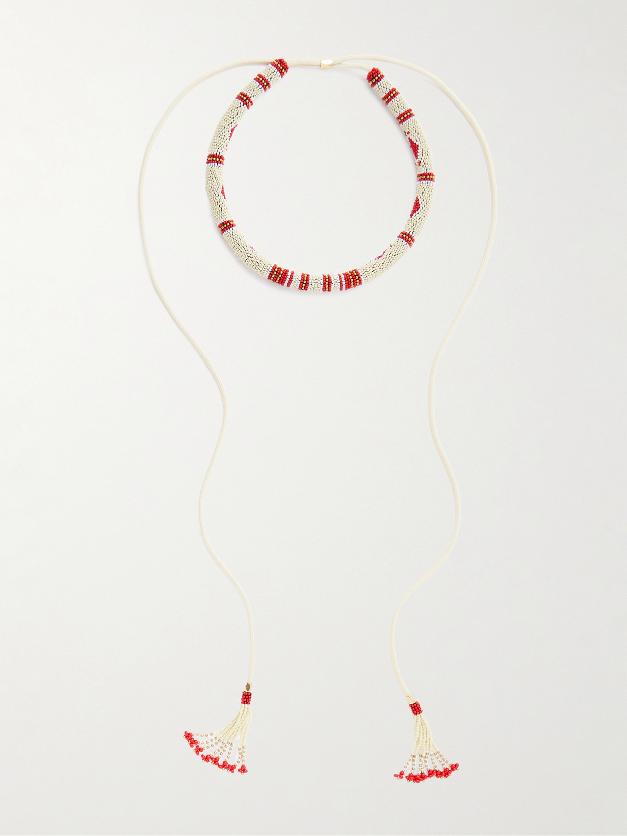 Isabel Marant Nina Beaded Glass And Cord Necklace In White