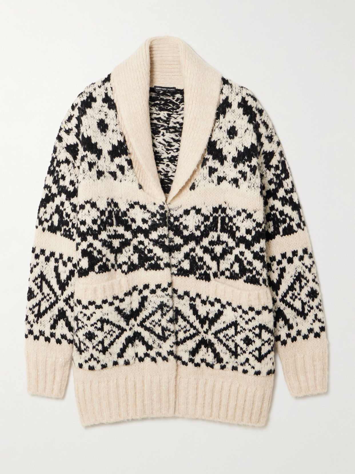 James Perse Intarsia-knit Wool-blend Cardigan In Multi