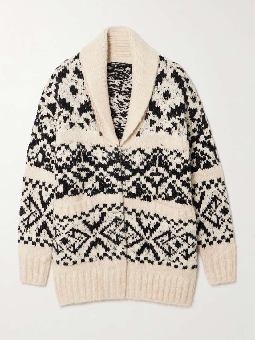 James Perse Intarsia-knit Wool-blend Cardigan