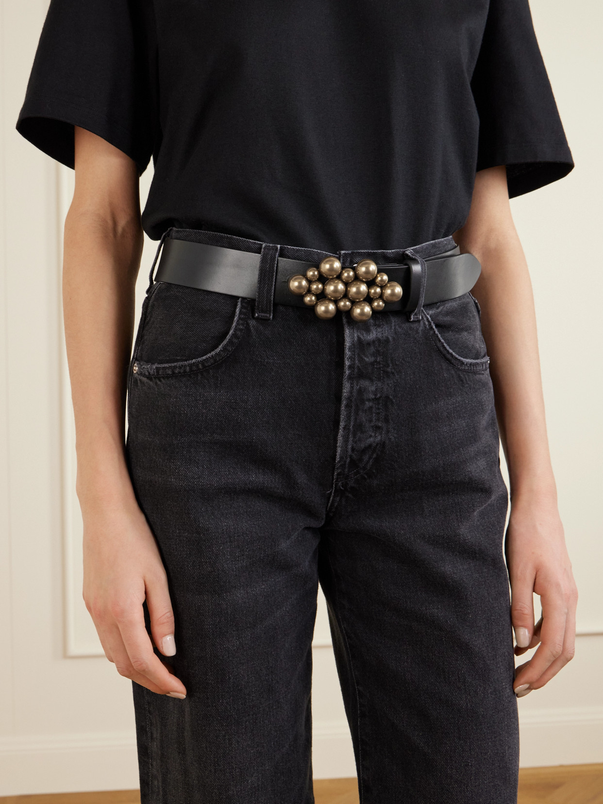 Isabel Marant Vickia Embellished Leather Belt In Black
