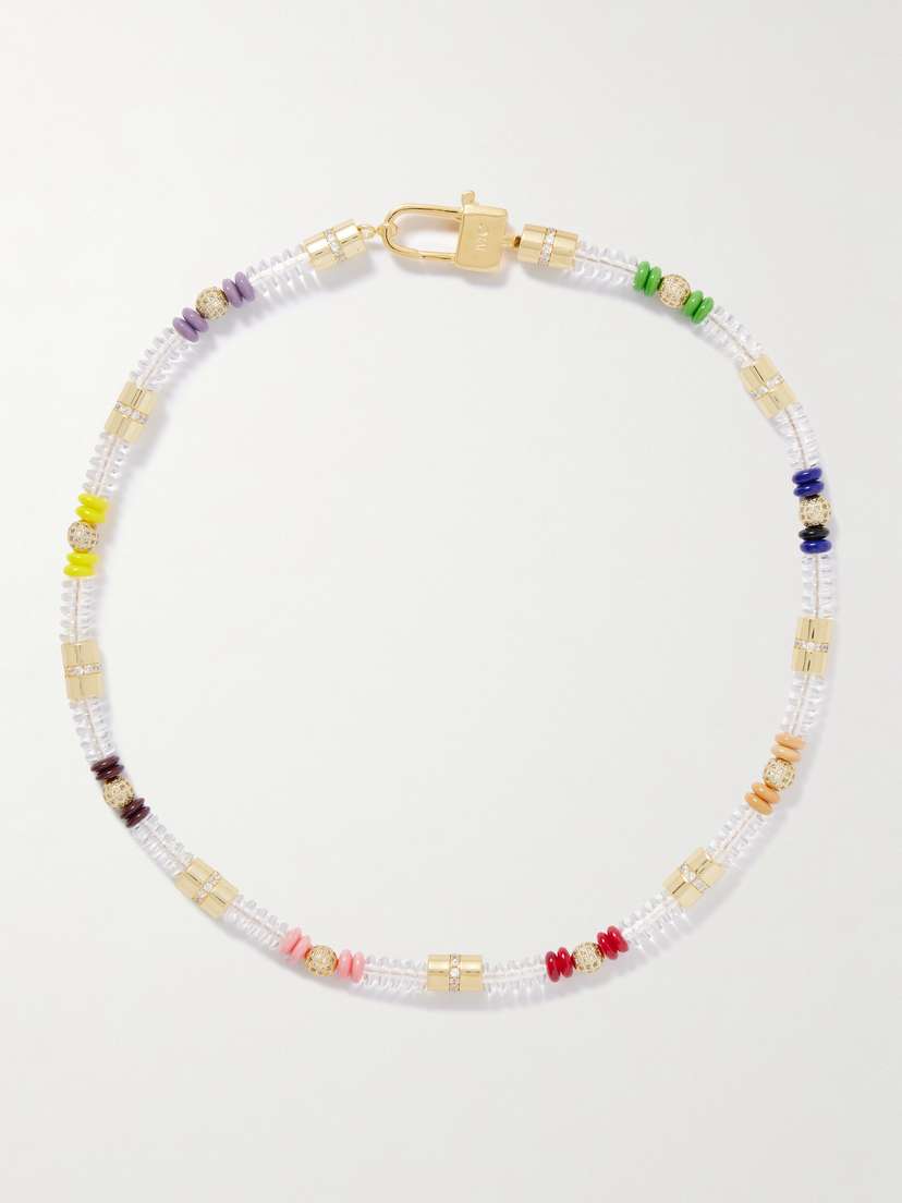 Martha Calvo Translucence Gold-plated, Enamel And Crystal Necklace