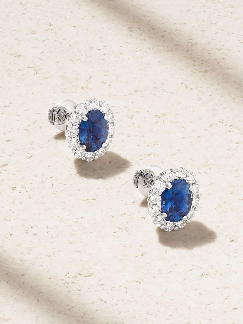Garrard 1735 Platinum, Sapphire And Diamond Earrings