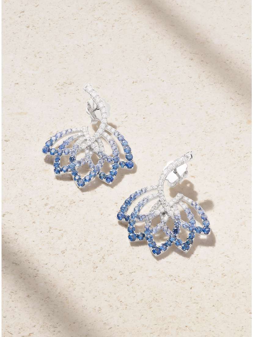 Garrard 18-karat White Gold, Sapphires And Diamond Earrings
