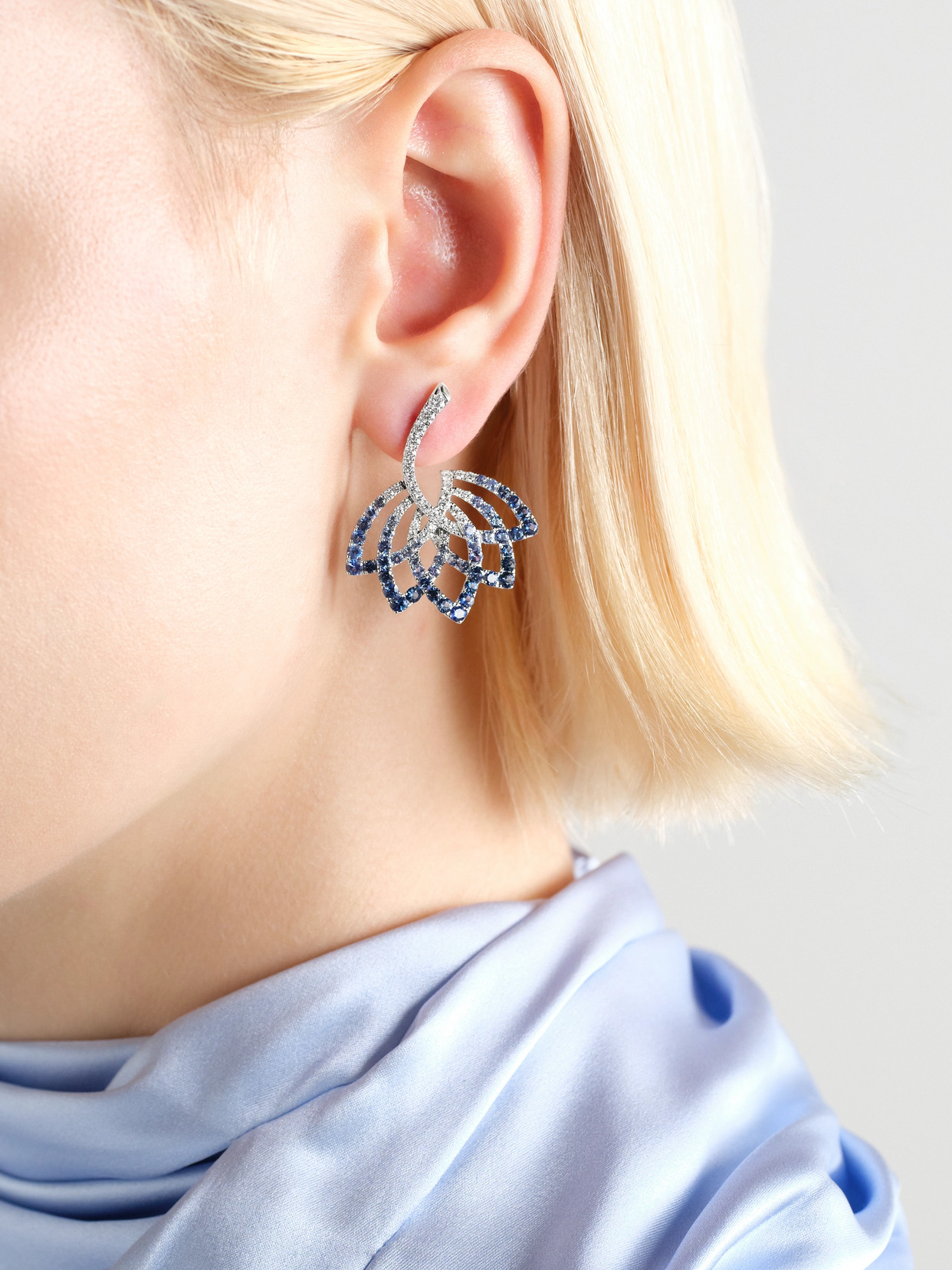 Garrard 18-karat White Gold, Sapphires And Diamond Earrings In Gold