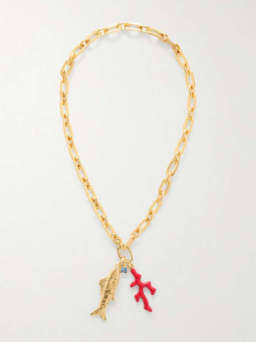 Martha Calvo Barrier Gold-plated Enamel And Pearl Necklace