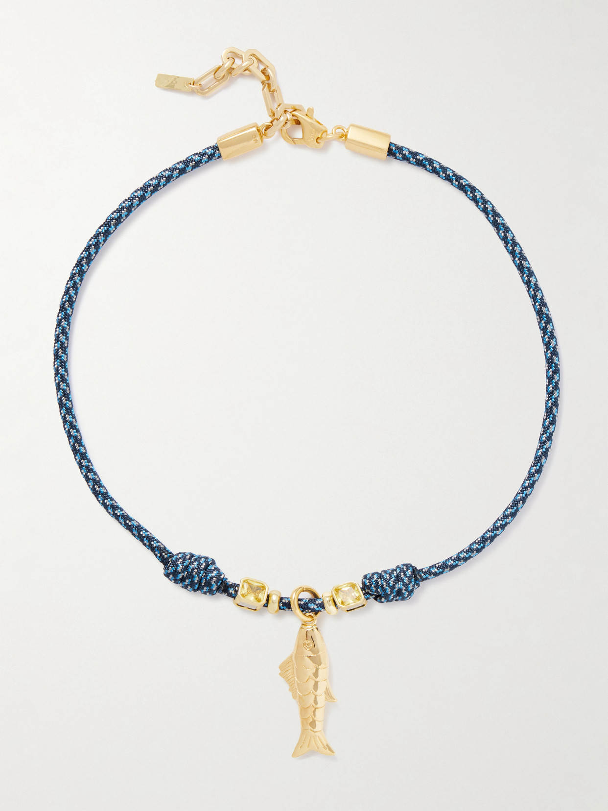 Martha Calvo Largo Gold-plated And Cord Necklace In Blue