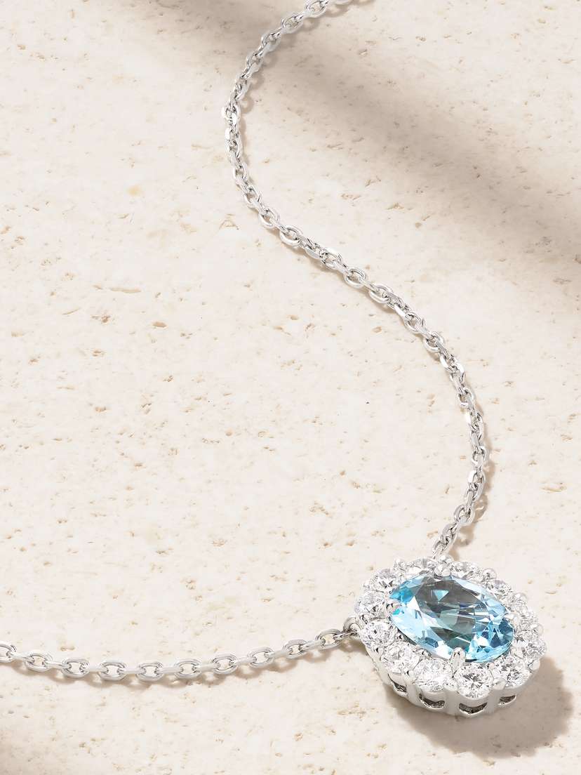 Garrard 1735 Platinum, Aquamarine And Diamond Necklace