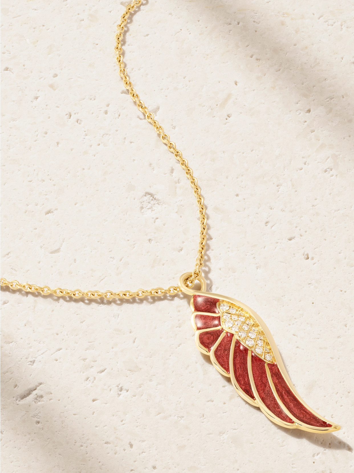 Garrard Wings 18-karat Gold, Diamond And Enamel Necklace In Gold