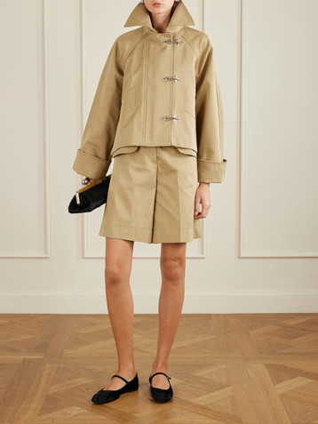 Patou Embroidered cotton-twill shorts