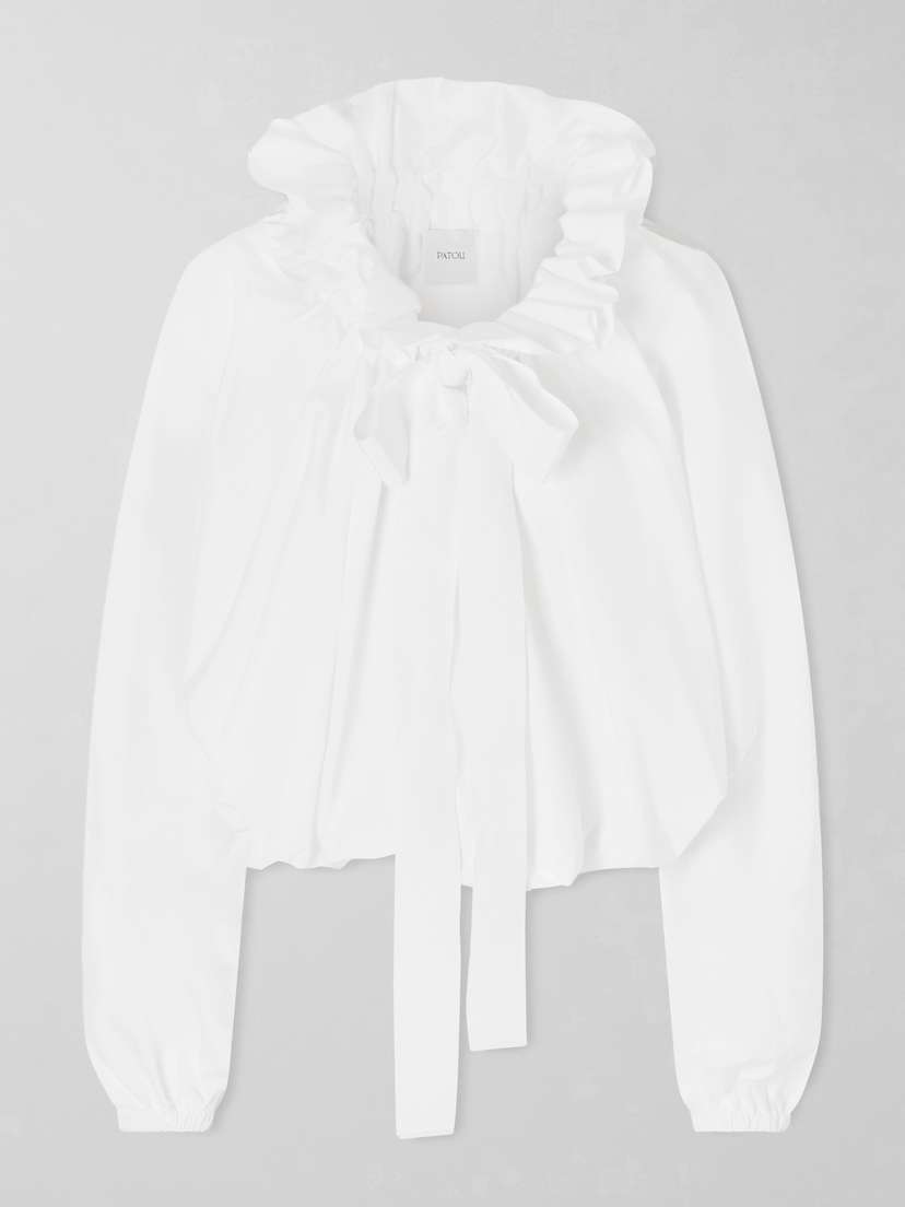 Patou Tie-detailed Ruffled Cotton-poplin Blouse