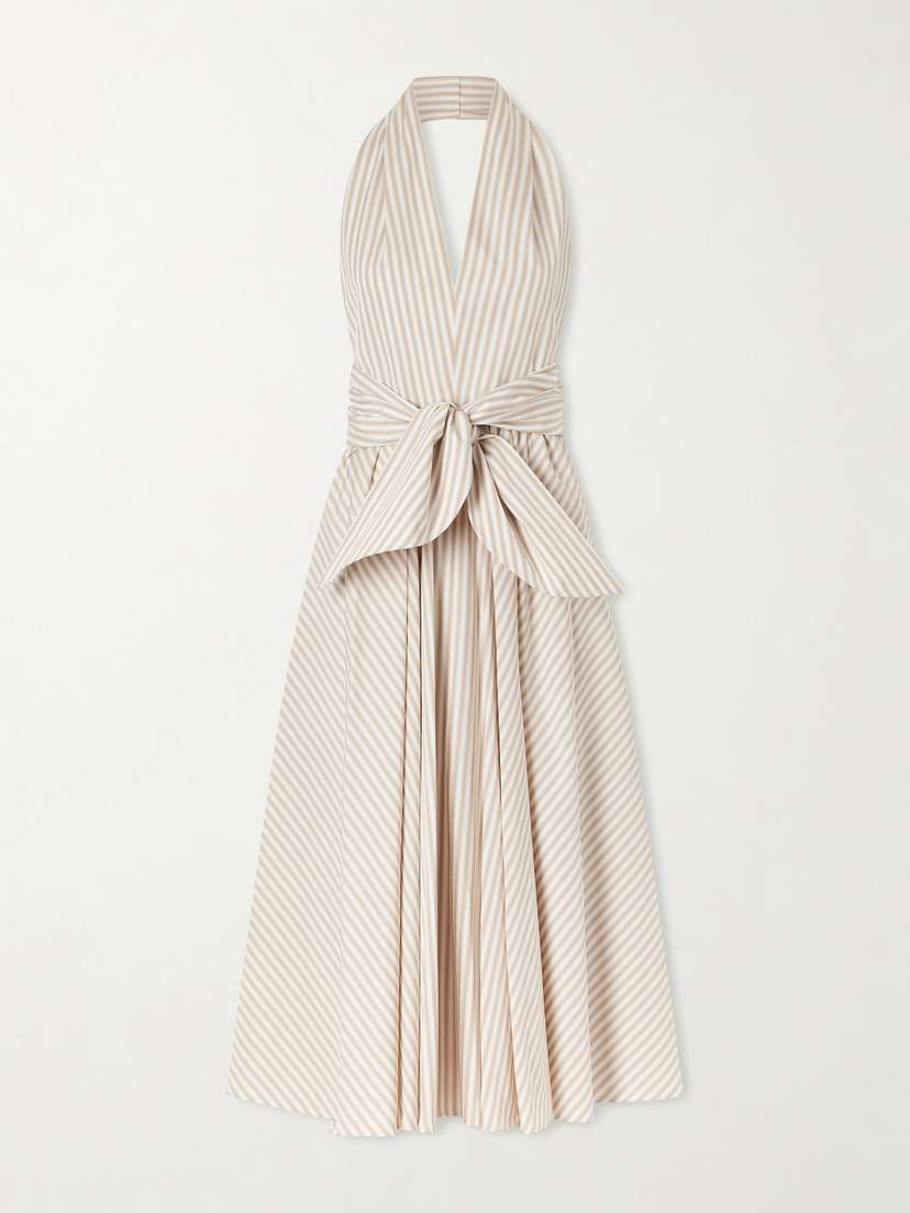 Patou Striped Cotton Halterneck Maxi Dress