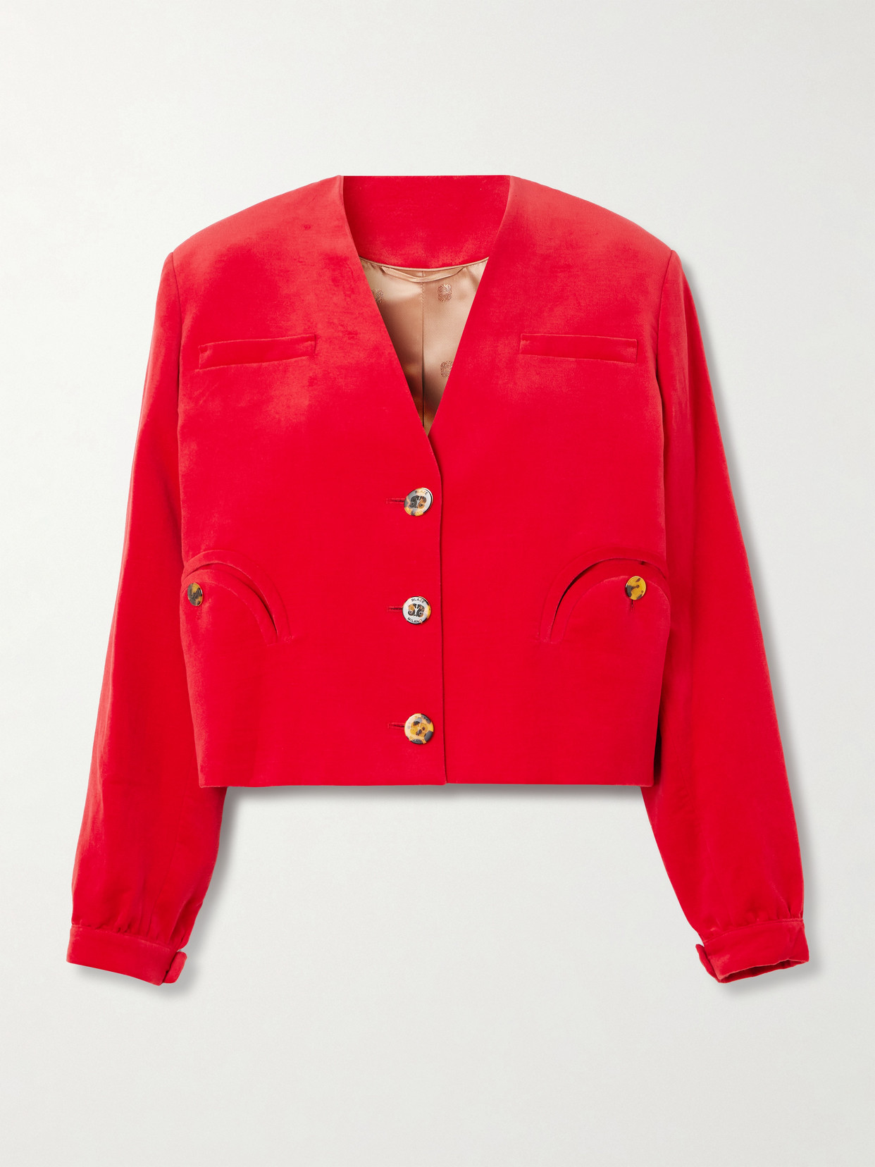 Blazé Milano Riviera Cotton And Linen-blend Velvet Jacket In Red
