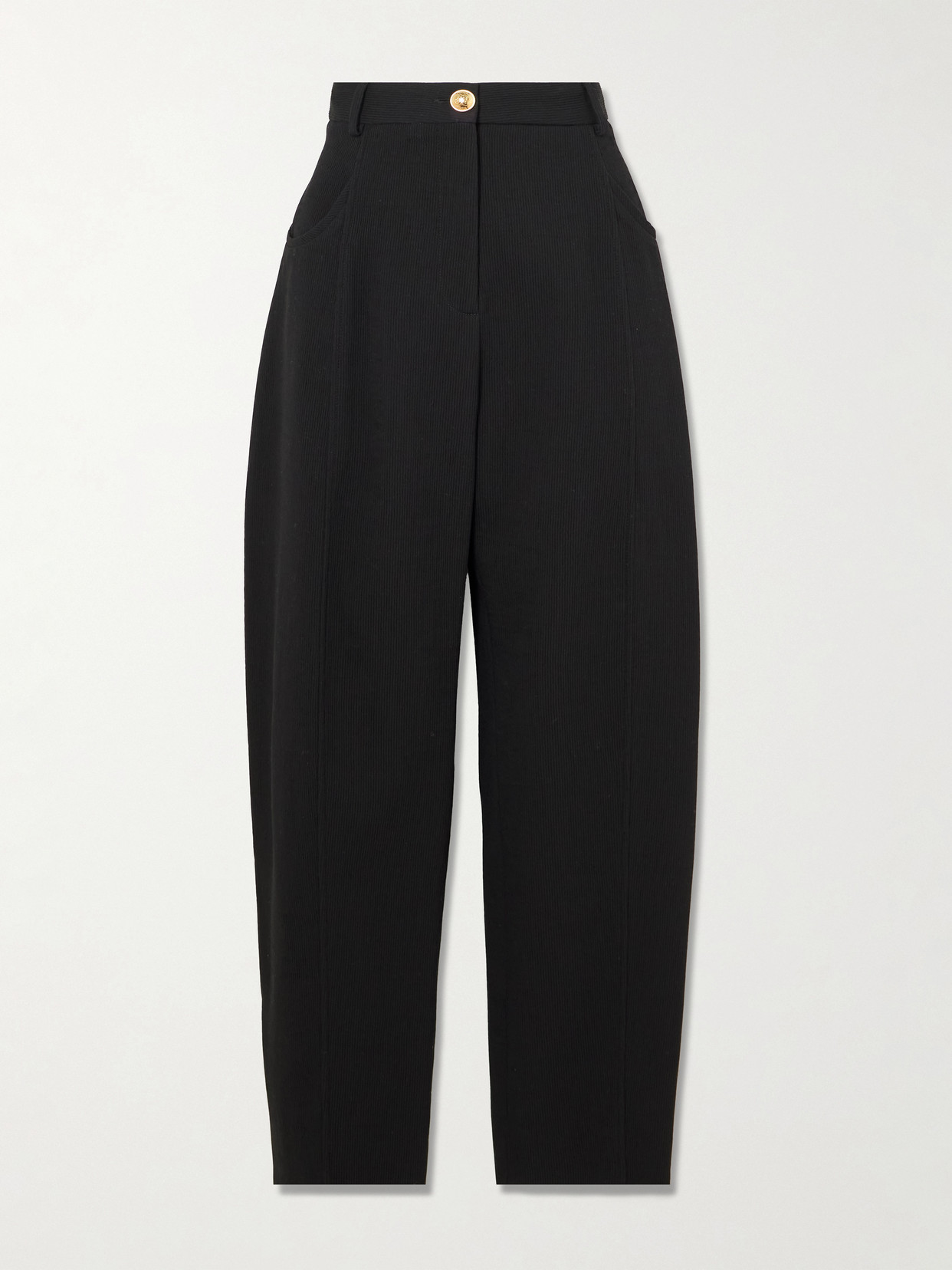 Blazé Milano Embellished Paneled Twill Tapered Pants In Black
