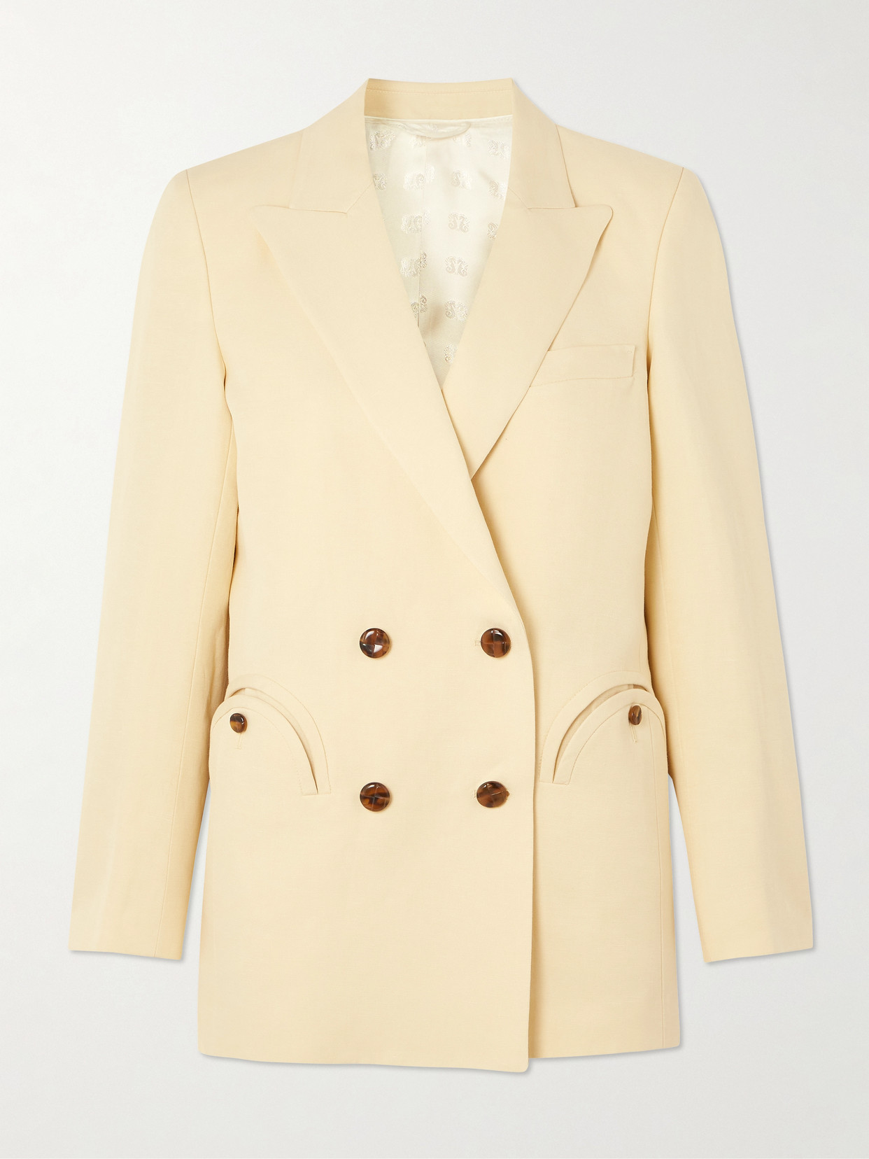 Blazé Milano Savannah Everyday Double-breasted Linen And Silk-blend Blazer In White