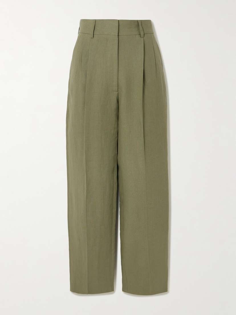 Blazé Milano Fox Pleated Linen Straight-leg Pants