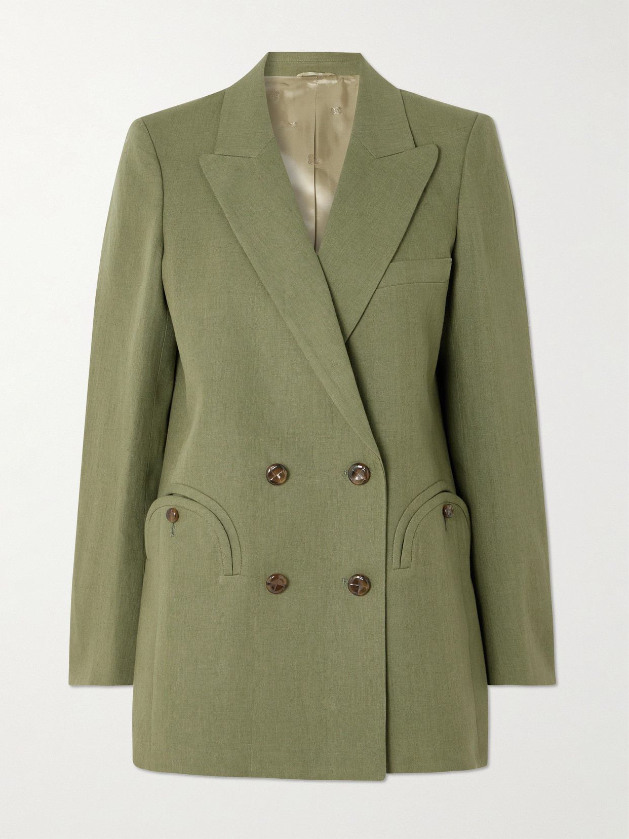 Blazé Milano Midday Sun Double-breasted Linen Blazer In Green