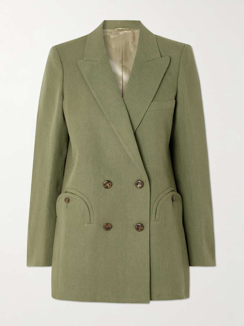 Blazé Milano Midday Sun Double-breasted Linen Blazer