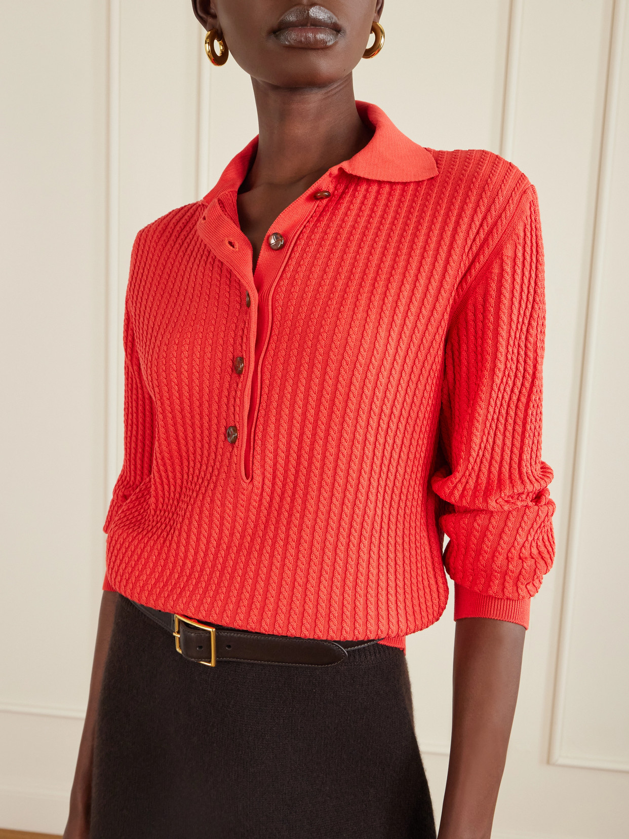 Blazé Milano - Alegria Cable-Knit Cotton And Silk-Blend Polo Sweater