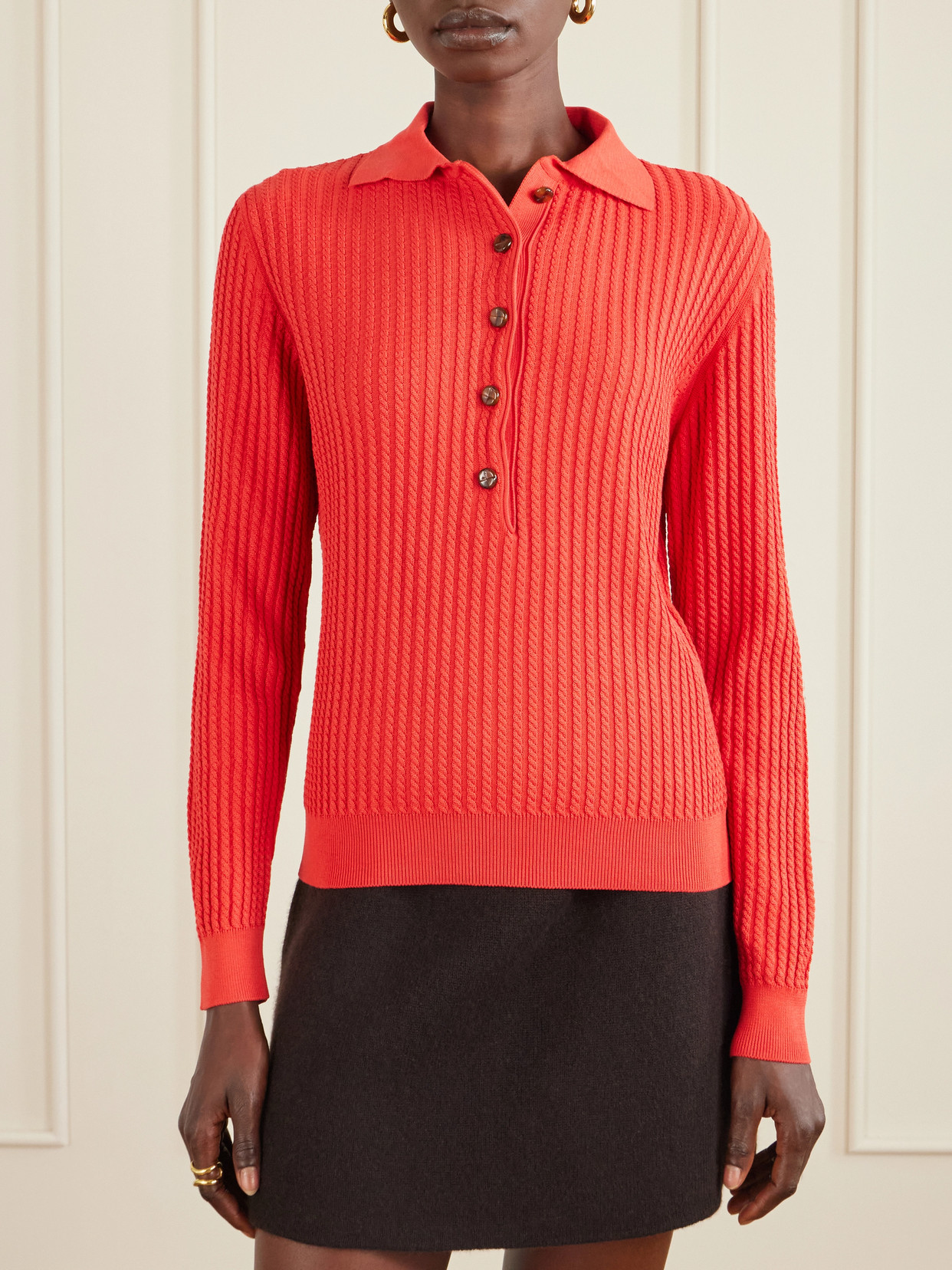 Blazé Milano - Alegria Cable-Knit Cotton And Silk-Blend Polo Sweater