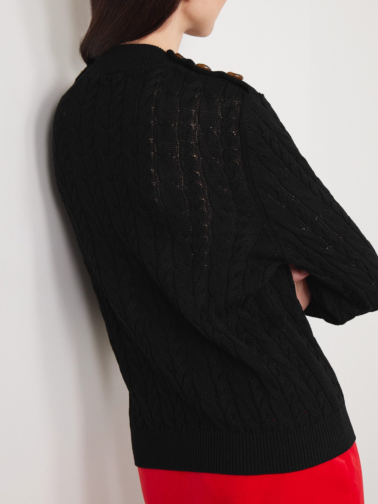 Blazé Milano - Button-Embellished Cable-Knit Cotton Sweater