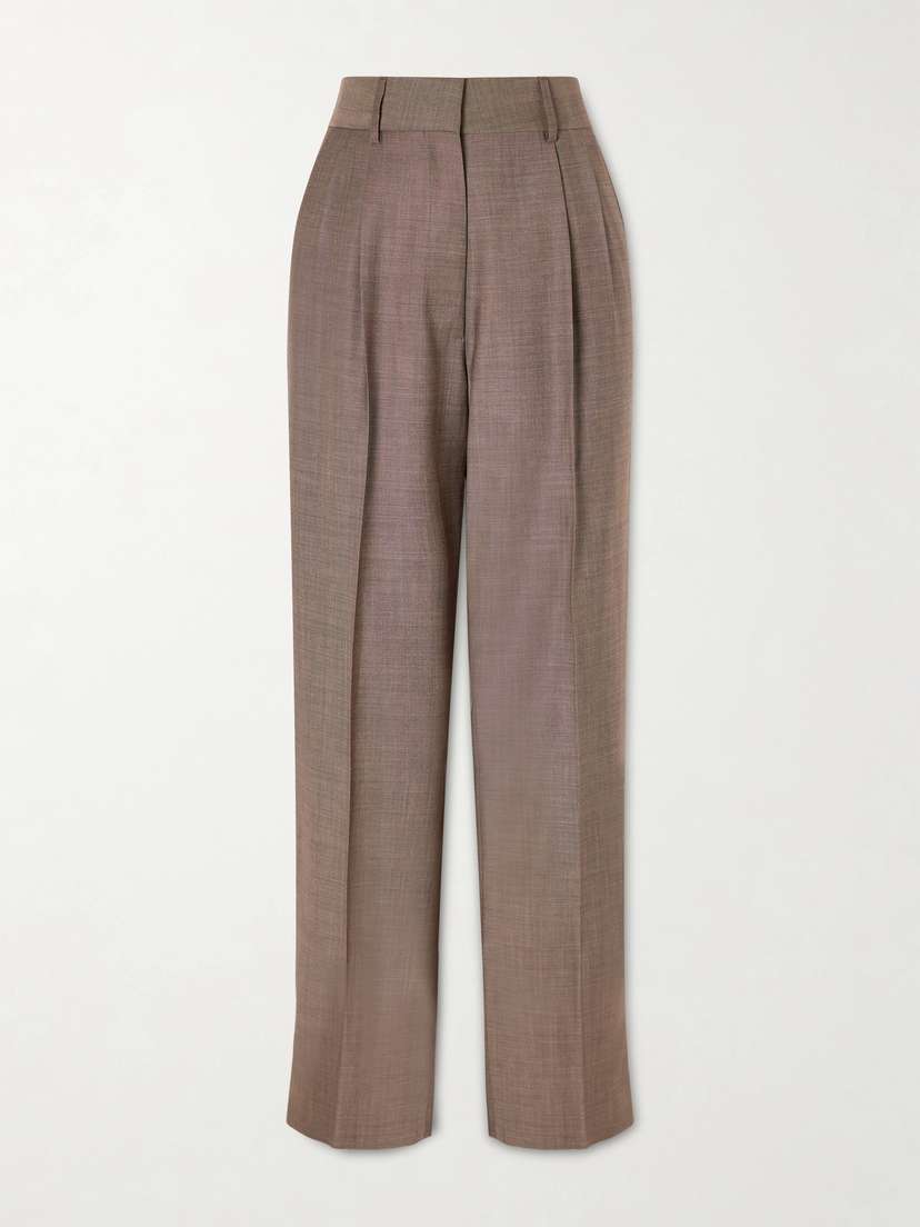 Blazé Milano Aile Fox Pleated Wool And Mohair-blend Straight-leg Pants