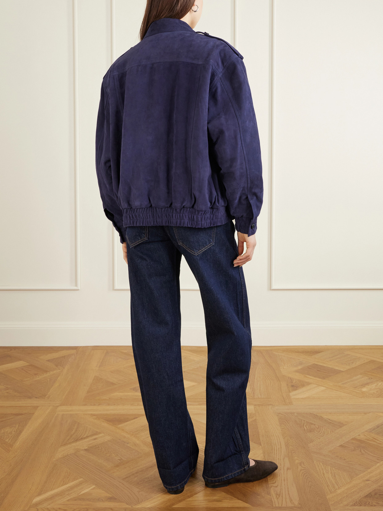 Blazé Milano Womens Nuit Charlie Oversized Suede Bomber Jacket In Purple