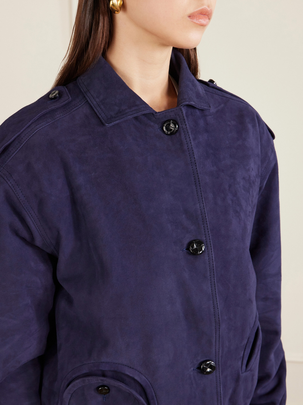 Blazé Milano Womens Nuit Charlie Oversized Suede Bomber Jacket In Purple