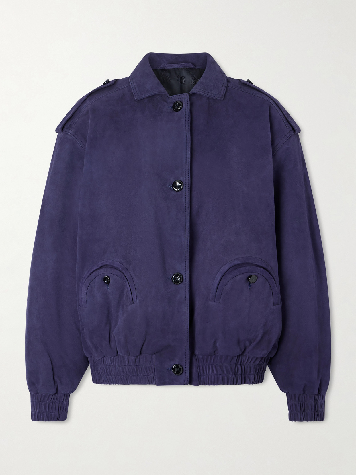 Blazé Milano Viva Charlie Padded Suede Bomber Jacket In Blue