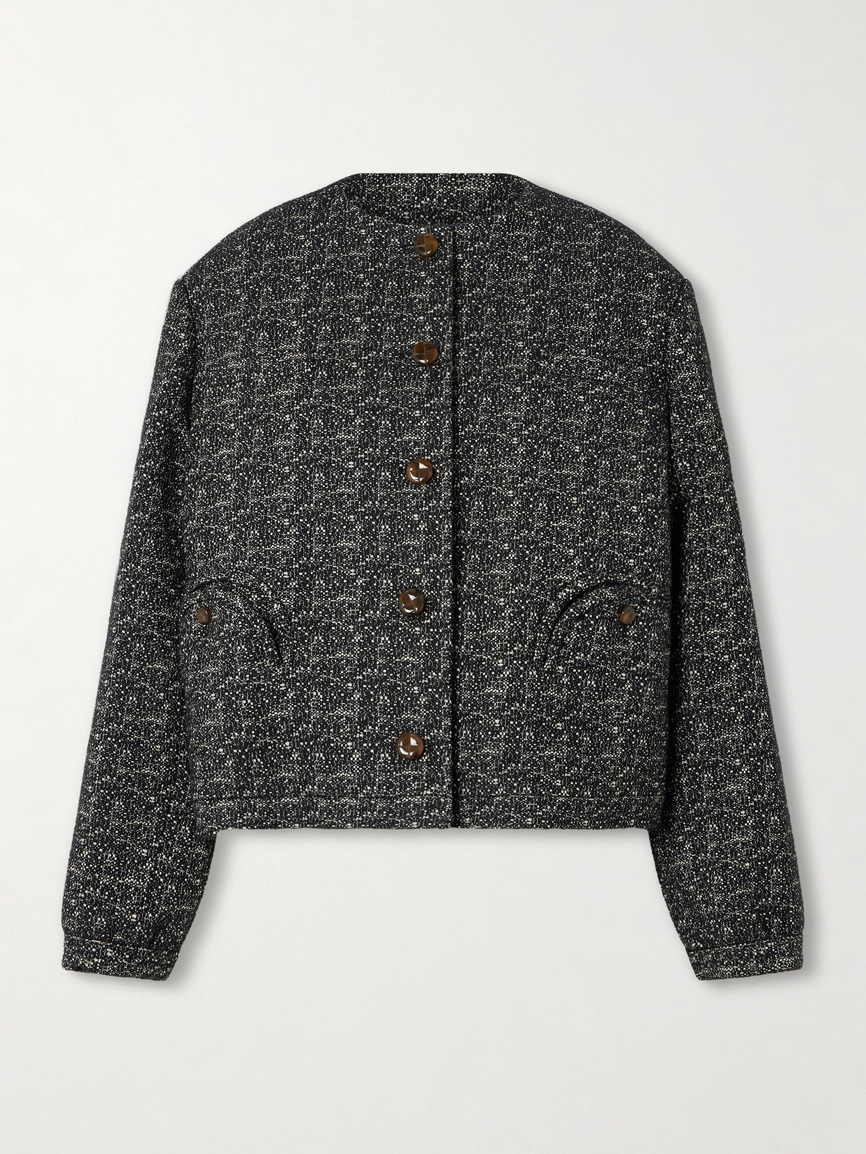 Blazé Milano Antalya Gliss Cropped Cotton-blend Tweed Jacket In Gray