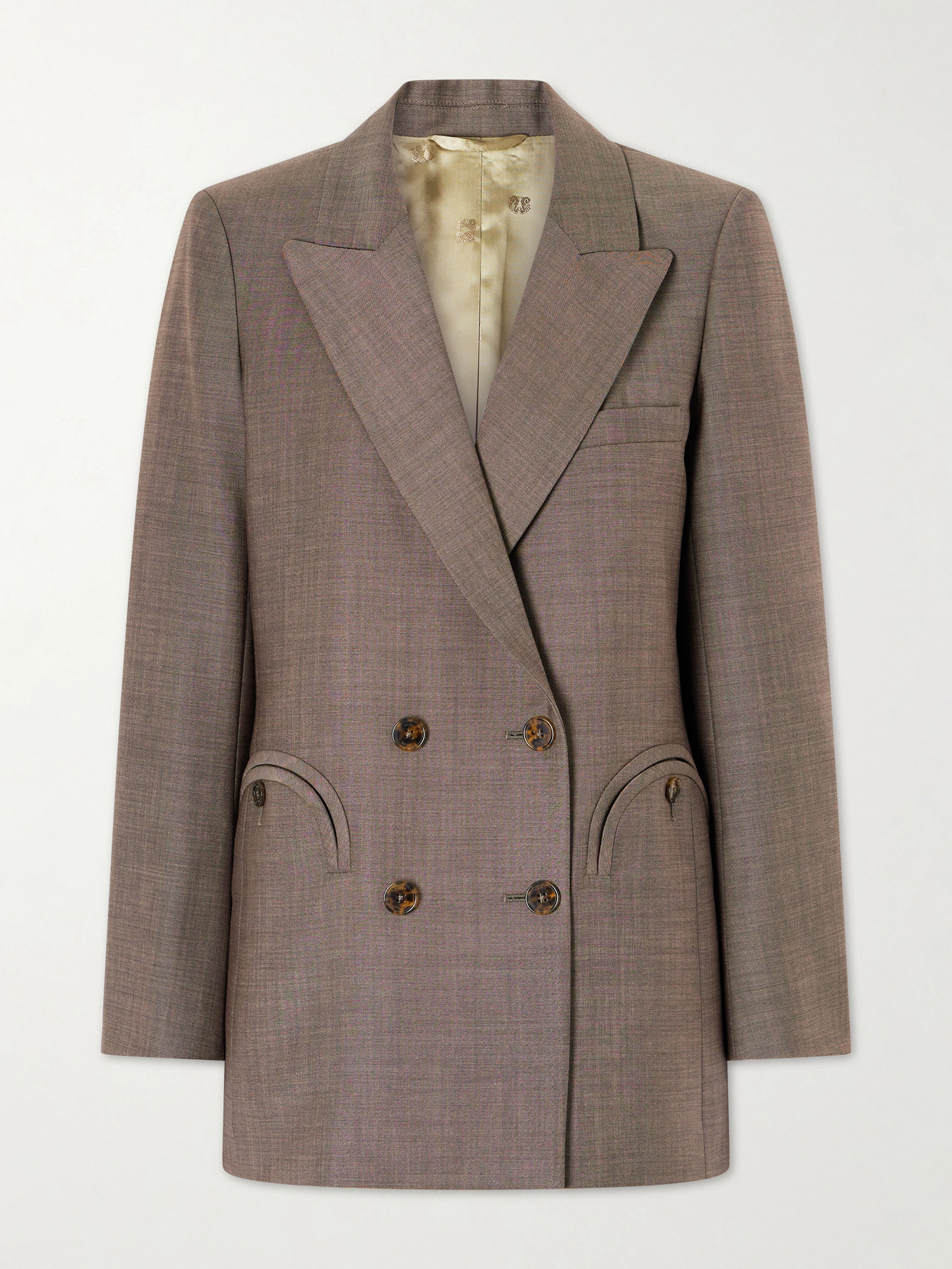 Blazé Milano Aile Everyday Double-breasted Wool And Mohair-blend Blazer In Gray