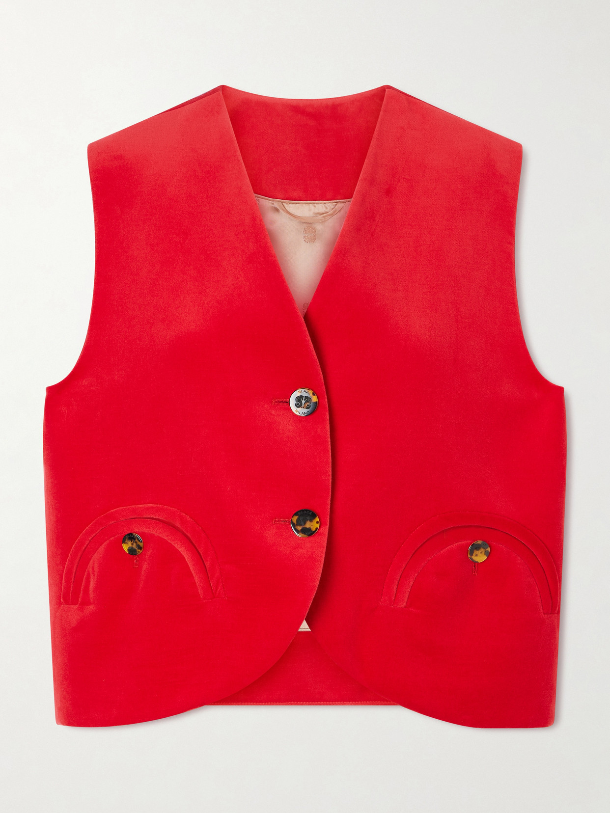 Blazé Milano Jealousy Gliss Cotton And Linen-velvet Vest In Red