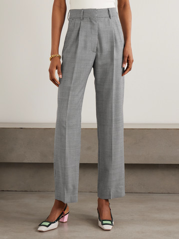 Blazé Milano Fox pleated houndstooth wool-twill straight-leg pants
