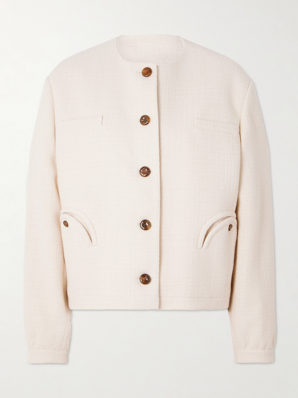 Blazé Milano Missy Gliss Cotton-blend Tweed Jacket In Neutral