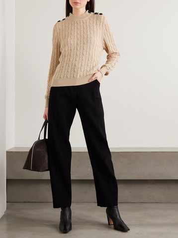 Blazé Milano Button-embellished cable-knit cotton sweater