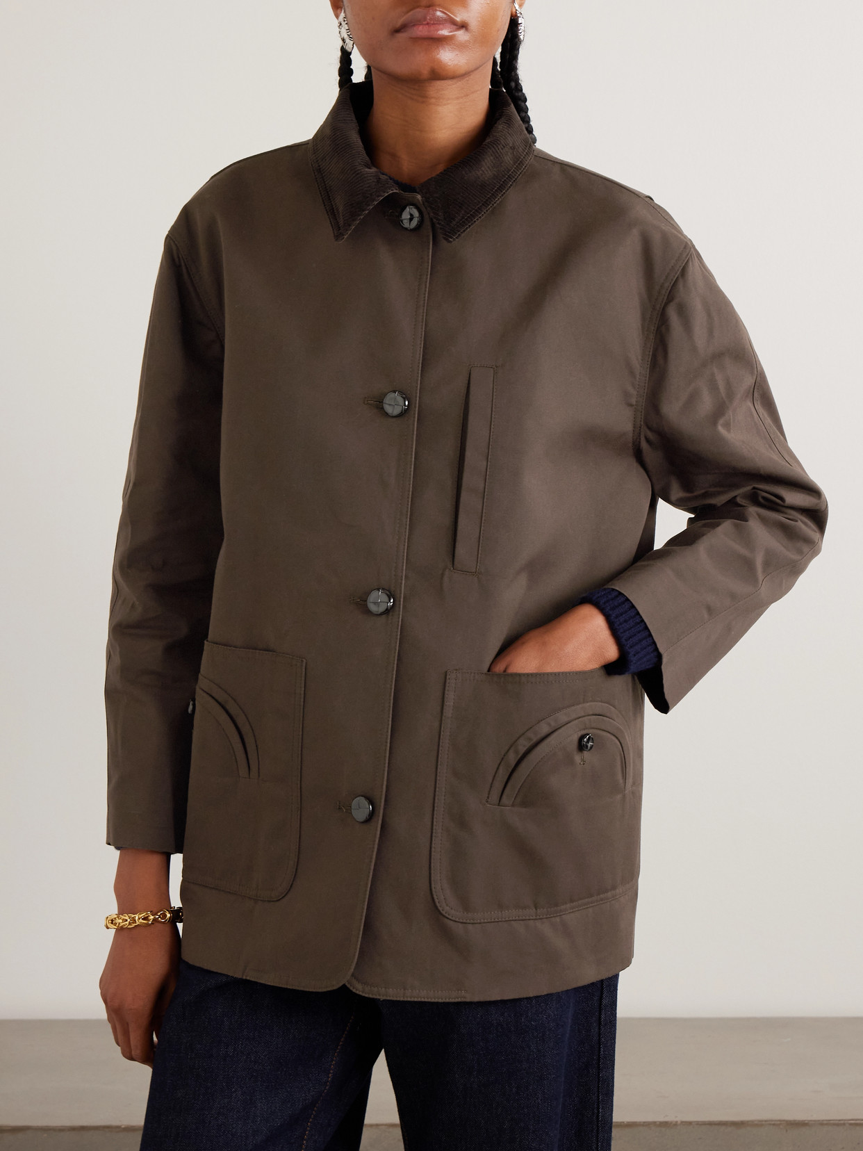 Blazé Milano - Clelia Corduroy-Trimmed Cotton-Gabardine Jacket