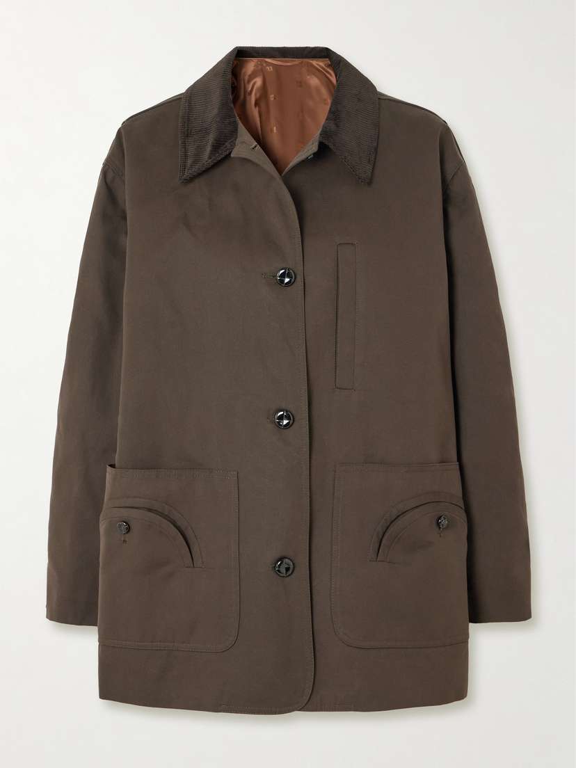 Blazé Milano Clelia Corduroy-trimmed Cotton-gabardine Jacket