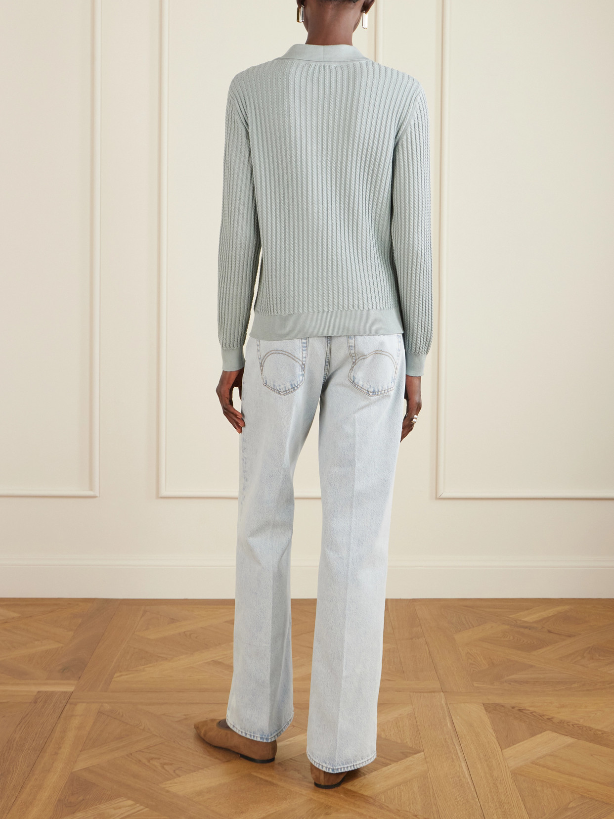 Blazé Milano - Alegria Cable-Knit Cotton And Silk-Blend Polo Sweater