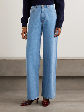 Blazé Milano Nariida Java embroidered high-rise wide-leg jeans