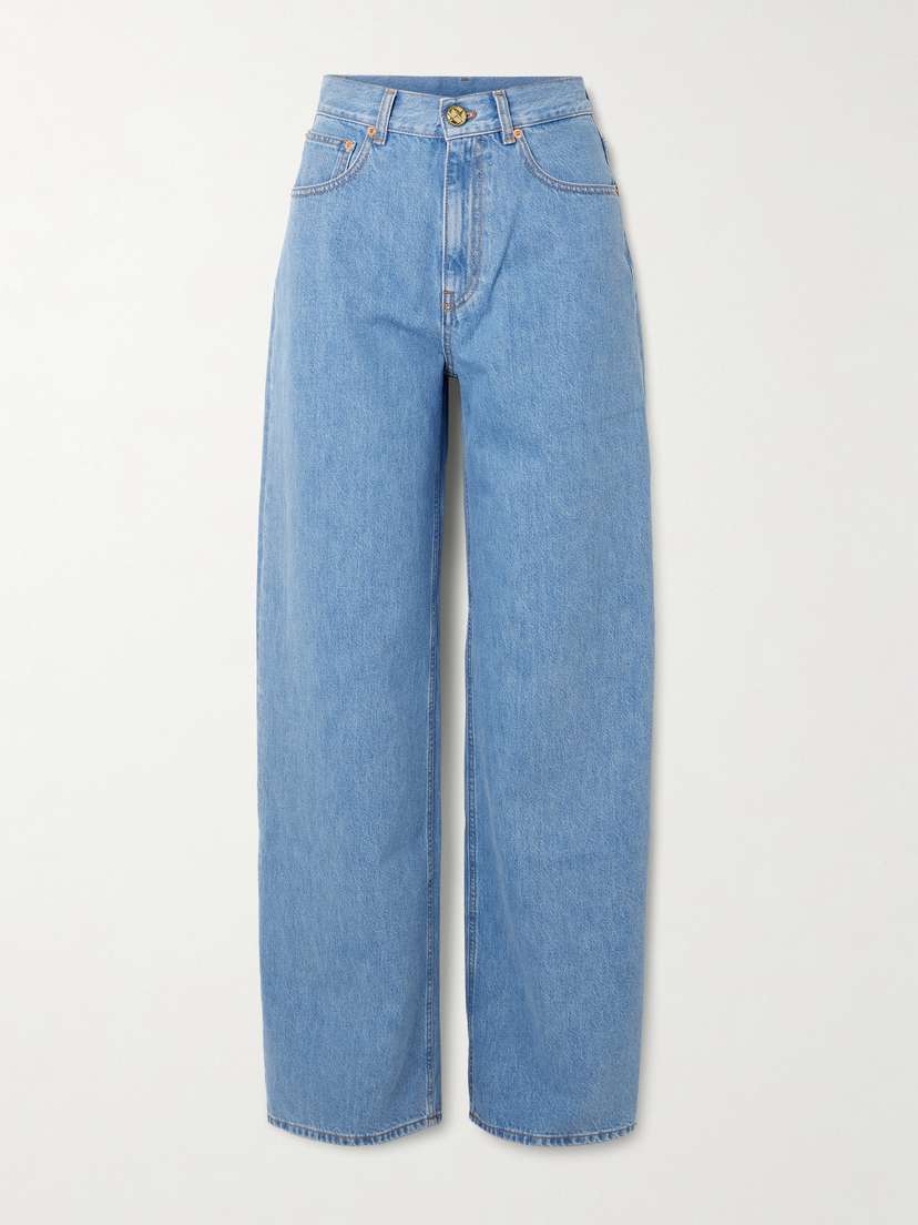 Blazé Milano Nariida Java Embroidered High-rise Wide-leg Jeans