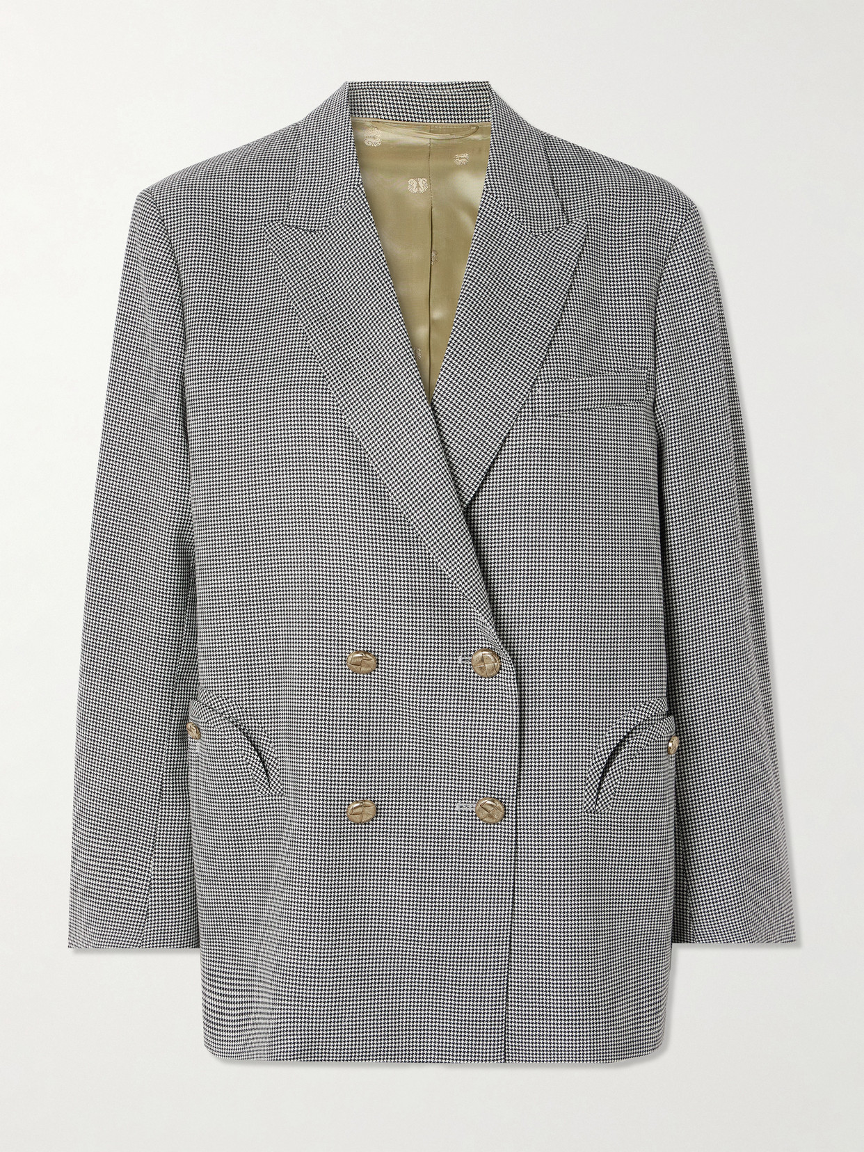 Blazé Milano Regal Nightbreak Double-breasted Houndstooth Wool Blazer In Gray