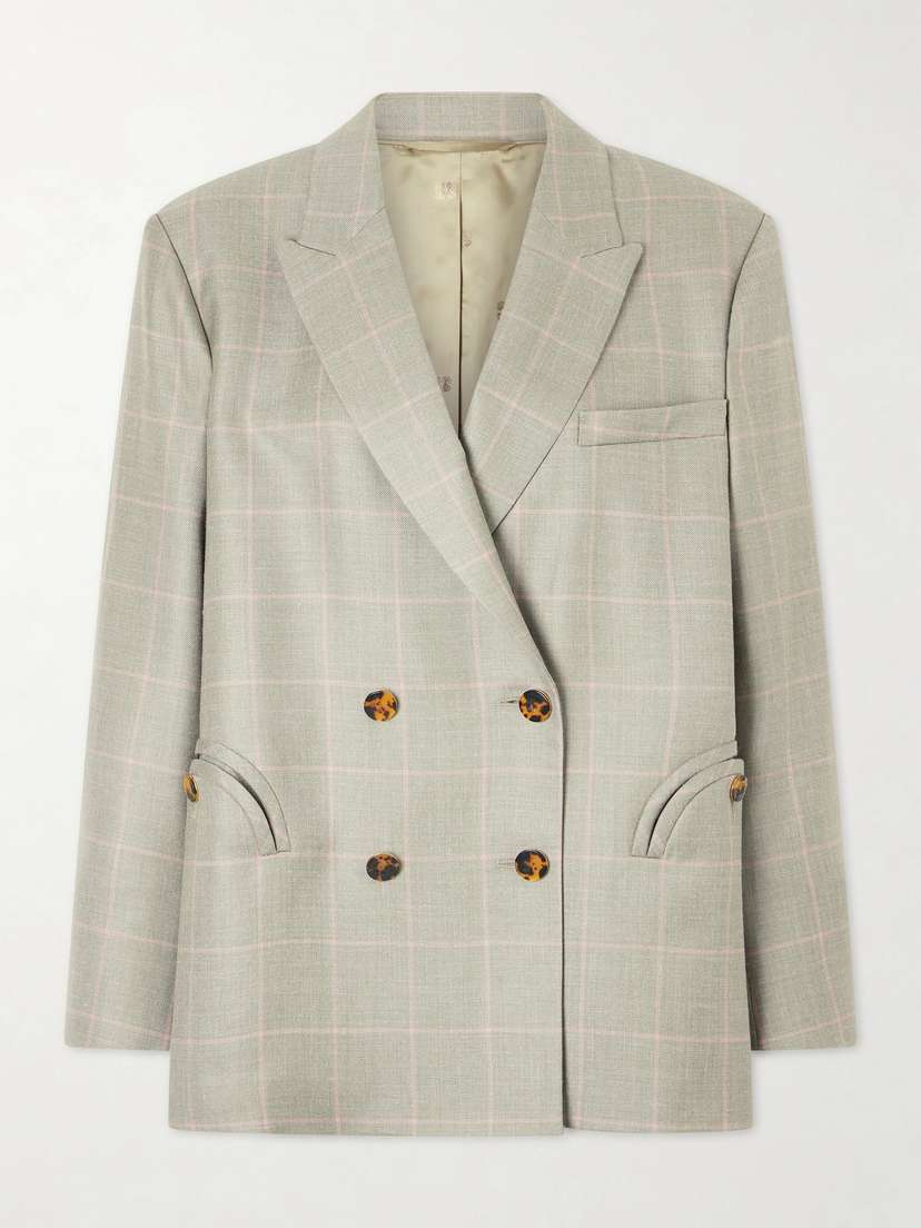 Blazé Milano Nightbreak Double-breasted Virgin Wool, Silk And Linen-blend Blazer